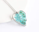 Heart Pressed Flower Pendant Necklace, Real Dried Flower Resin Jewellery