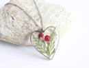 Heart Pressed Flower Pendant Necklace, Real Dried Flower Resin Jewellery