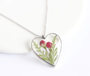 Heart Pressed Flower Pendant Necklace, Real Dried Flower Resin Jewellery