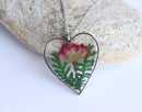 Heart Pressed Flower Pendant Necklace, Real Dried Flower Resin Jewellery