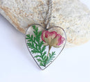 Heart Pressed Flower Pendant Necklace, Real Dried Flower Resin Jewellery