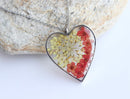 Heart Pressed Flower Pendant Necklace, Real Dried Flower Resin Jewellery