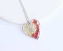 Heart Pressed Flower Pendant Necklace, Real Dried Flower Resin Jewellery