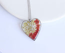 Heart Pressed Flower Pendant Necklace, Real Dried Flower Resin Jewellery