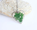 Heart Pressed Flower Pendant Necklace, Real Dried Flower Resin Jewellery