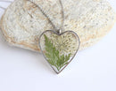 Heart Pressed Flower Pendant Necklace, Real Dried Flower Resin Jewellery