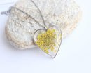 Heart Pressed Flower Pendant Necklace, Real Dried Flower Resin Jewellery