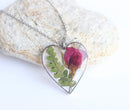 Heart Pressed Flower Pendant Necklace, Real Dried Flower Resin Jewellery