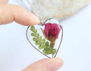 Heart Pressed Flower Pendant Necklace, Real Dried Flower Resin Jewellery