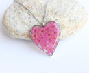 Heart Pressed Flower Pendant Necklace, Real Dried Flower Resin Jewellery