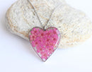 Heart Pressed Flower Pendant Necklace, Real Dried Flower Resin Jewellery