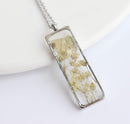 Rectangle Pressed Flower Pendant Necklace, Real Dried Flower Resin Jewellery