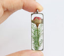 Rectangle Pressed Flower Pendant Necklace, Real Dried Flower Resin Jewellery