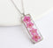 Rectangle Pressed Flower Pendant Necklace, Real Dried Flower Resin Jewellery