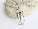 Rectangle Pressed Flower Pendant Necklace, Real Dried Flower Resin Jewellery