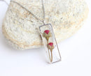 Rectangle Pressed Flower Pendant Necklace, Real Dried Flower Resin Jewellery