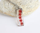 Rectangle Pressed Flower Pendant Necklace, Real Dried Flower Resin Jewellery