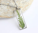 Rectangle Pressed Flower Pendant Necklace, Real Dried Flower Resin Jewellery