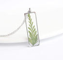 Rectangle Pressed Flower Pendant Necklace, Real Dried Flower Resin Jewellery