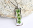 Rectangle Pressed Flower Pendant Necklace, Real Dried Flower Resin Jewellery