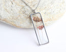 Rectangle Pressed Flower Pendant Necklace, Real Dried Flower Resin Jewellery