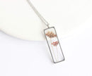 Rectangle Pressed Flower Pendant Necklace, Real Dried Flower Resin Jewellery