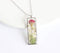 Rectangle Pressed Flower Pendant Necklace, Real Dried Flower Resin Jewellery