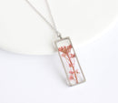 Rectangle Pressed Flower Pendant Necklace, Real Dried Flower Resin Jewellery