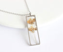 Rectangle Pressed Flower Pendant Necklace, Real Dried Flower Resin Jewellery