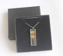 Rectangle Pressed Flower Pendant Necklace, Real Dried Flower Resin Jewellery