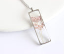 Rectangle Pressed Flower Pendant Necklace, Real Dried Flower Resin Jewellery