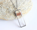 Rectangle Pressed Flower Pendant Necklace, Real Dried Flower Resin Jewellery