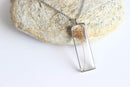 Rectangle Pressed Flower Pendant Necklace, Real Dried Flower Resin Jewellery