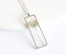 Rectangle Pressed Flower Pendant Necklace, Real Dried Flower Resin Jewellery