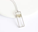 Rectangle Pressed Flower Pendant Necklace, Real Dried Flower Resin Jewellery