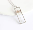 Rectangle Pressed Flower Pendant Necklace, Real Dried Flower Resin Jewellery