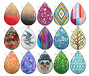 Handmade Teardrop Photo Glass Cabochons pattern geometric 735 B