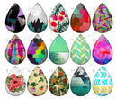 Handmade Teardrop Photo Glass Cabochons pattern geometric 746 B