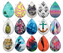 Handmade Teardrop Photo Glass Cabochons pattern geometric 784 B