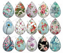 Handmade Teardrop Photo Glass Cabochons pattern flower 805 B