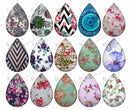 Handmade Teardrop Photo Glass Cabochons pattern flower 807 B