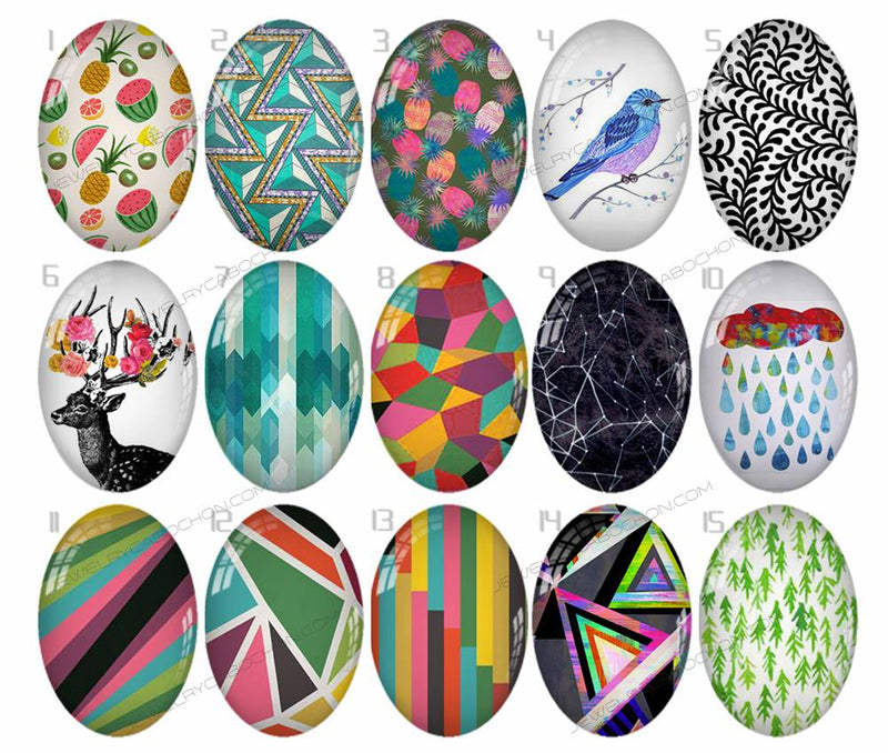 Handmade Teardrop Photo Glass Cabochons geometric 704 B