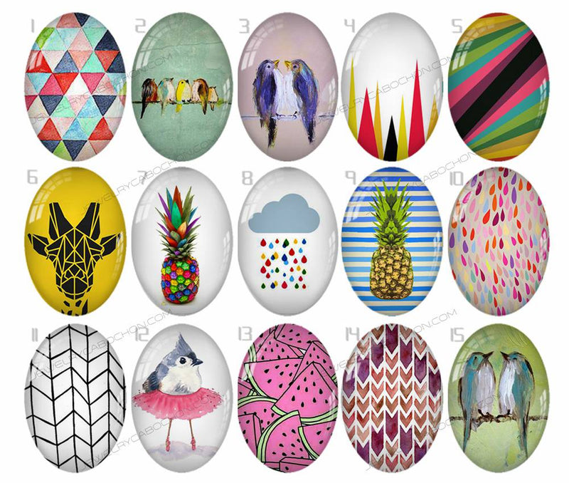 Handmade Teardrop Photo Glass Cabochons geometric 705 B