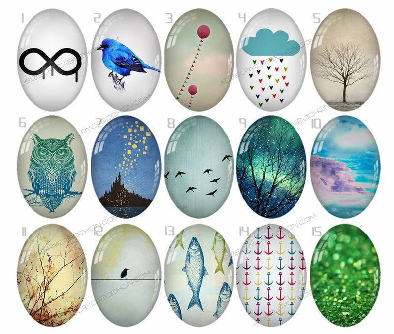 Handmade Teardrop Photo Glass Cabochons geometric 709 B