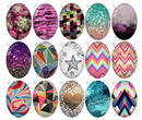 Handmade Teardrop Photo Glass Cabochons geometric pattern 751 B