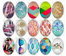 Handmade Teardrop Photo Glass Cabochons geometric pattern 756 B