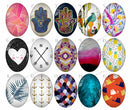 Handmade Teardrop Photo Glass Cabochons geometric pattern 779 B