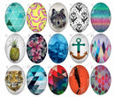 Handmade Teardrop Photo Glass Cabochons geometric pattern 784 B