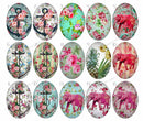 Handmade Teardrop Photo Glass Cabochons flower 813 B