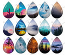 Handmade Teardrop Photo Glass Cabochons pattern geometric 737